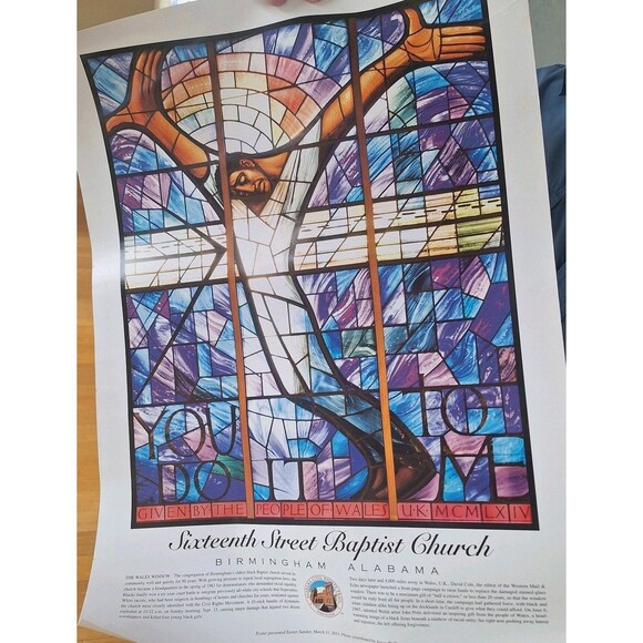 Sixteenth Street Baptist Church Stained Glass Wales Window rolled poster Alabama - Picture 6 of 7